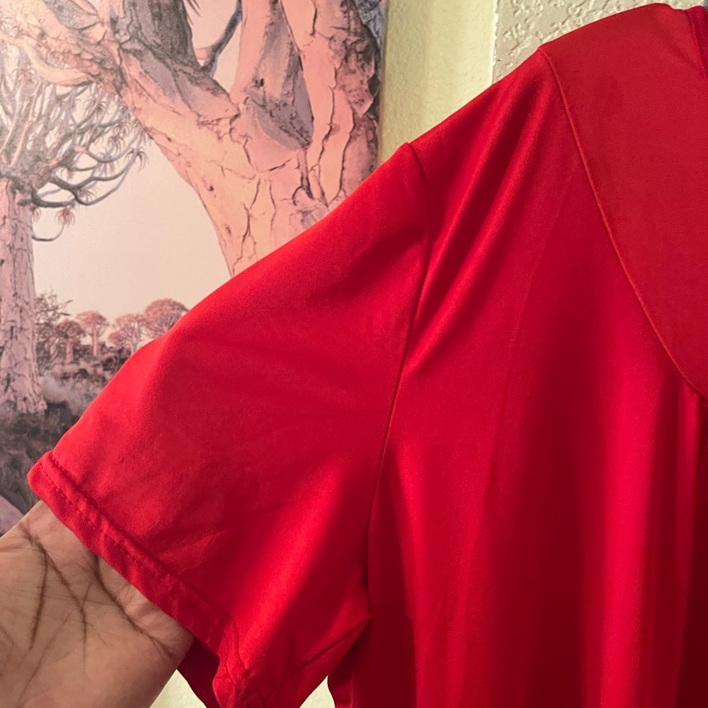 Womens Short sleeve red thin button front top size 3XL pre-owned - Picture 3 of 11
